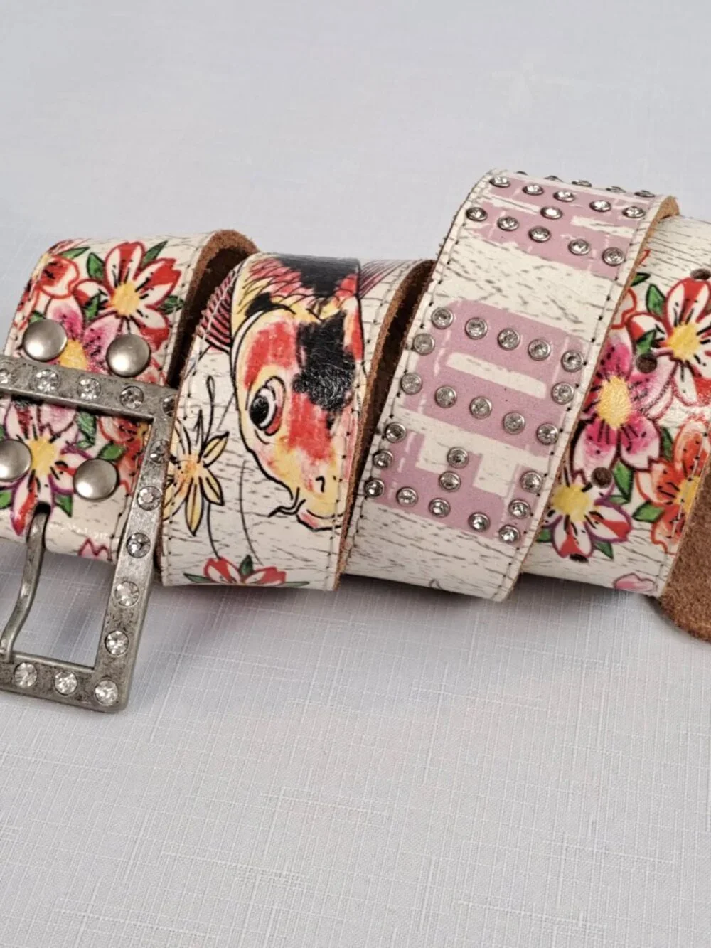 Vintage ED HARDY Koi Fish Leather Belt